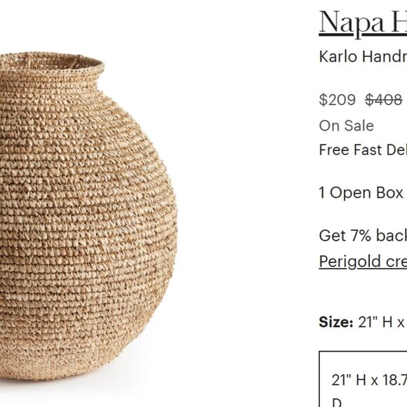 Handmade Large Woven Seagrass Rattan Round Table Vase Western Cottage Decor - Picture 5 of 9